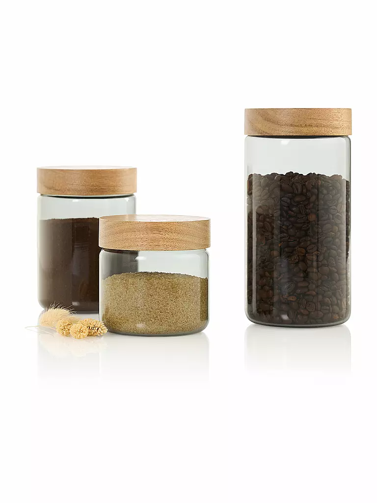 AD HOC | Barattolo per alimenti 500ml PURE JAR Vetro/Grigio/Acacia | 
