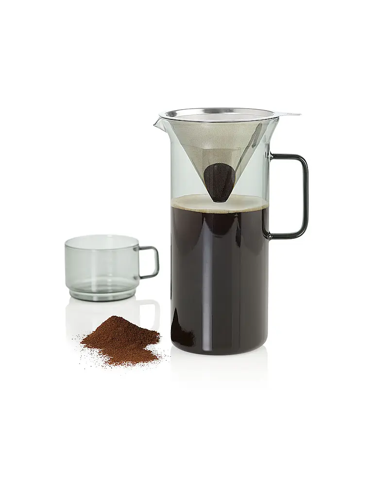 AD HOC | Caffettiera IMPACT 1000ml Vetro Grigio Acciaio Inox | 