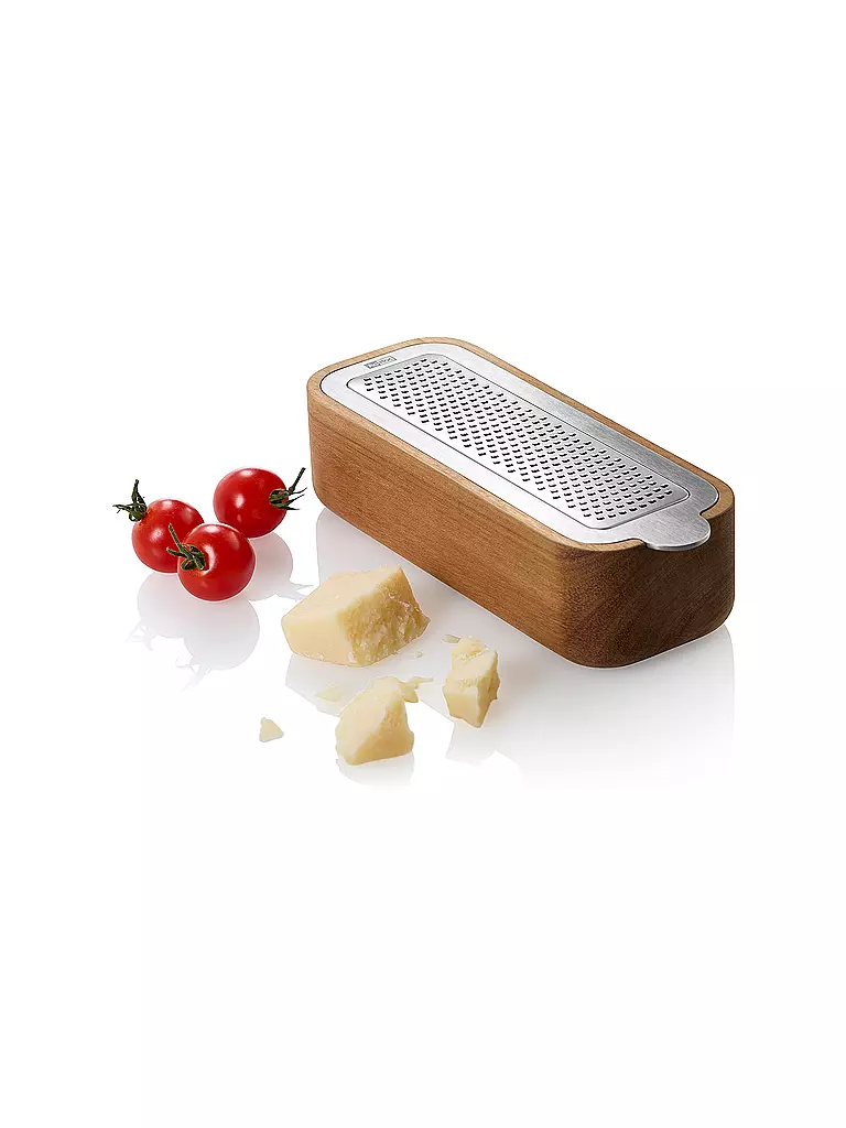 AD HOC | Grattugia fine con contenitore 18 cm acacia acciaio inox | 