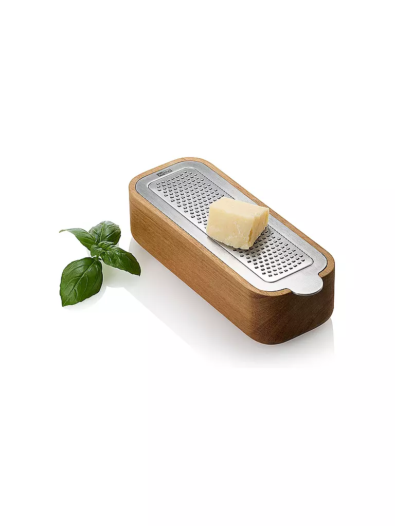 AD HOC | Grattugia fine con contenitore 18 cm acacia acciaio inox | 