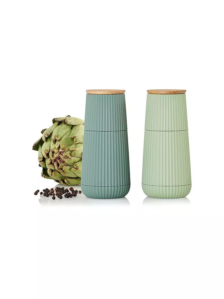 AD HOC | Set di 2 macina sale/pepe SCAPE 12 cm verde chiaro e scuro | 
