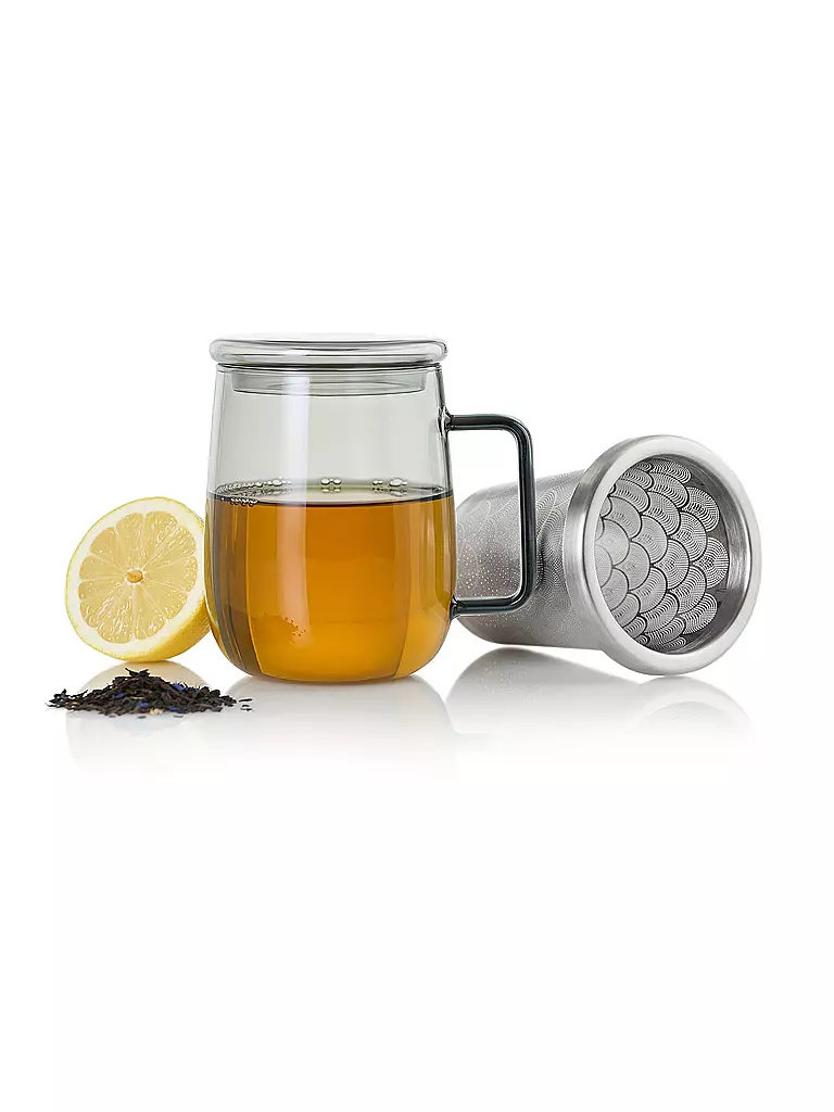 AD HOC | Tazza da tè con filtro YUNA 560ml vetro / grigio | 