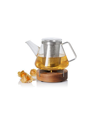 ADHOC | Set regalo Teiera FUSION e scaldavivande 1l Vetro / Acacia