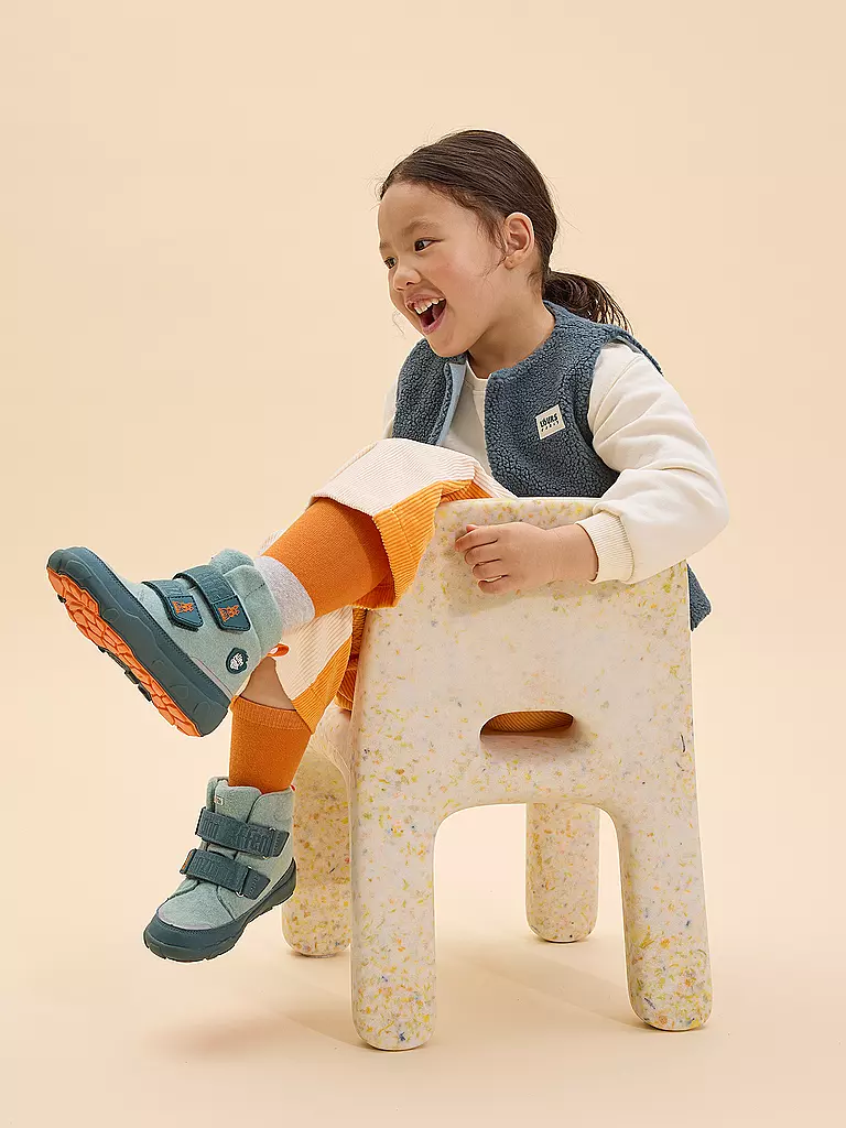 AFFENZAHN | Kinder Winterstiefel WOLLE COMFY Hase | Blu chiaro