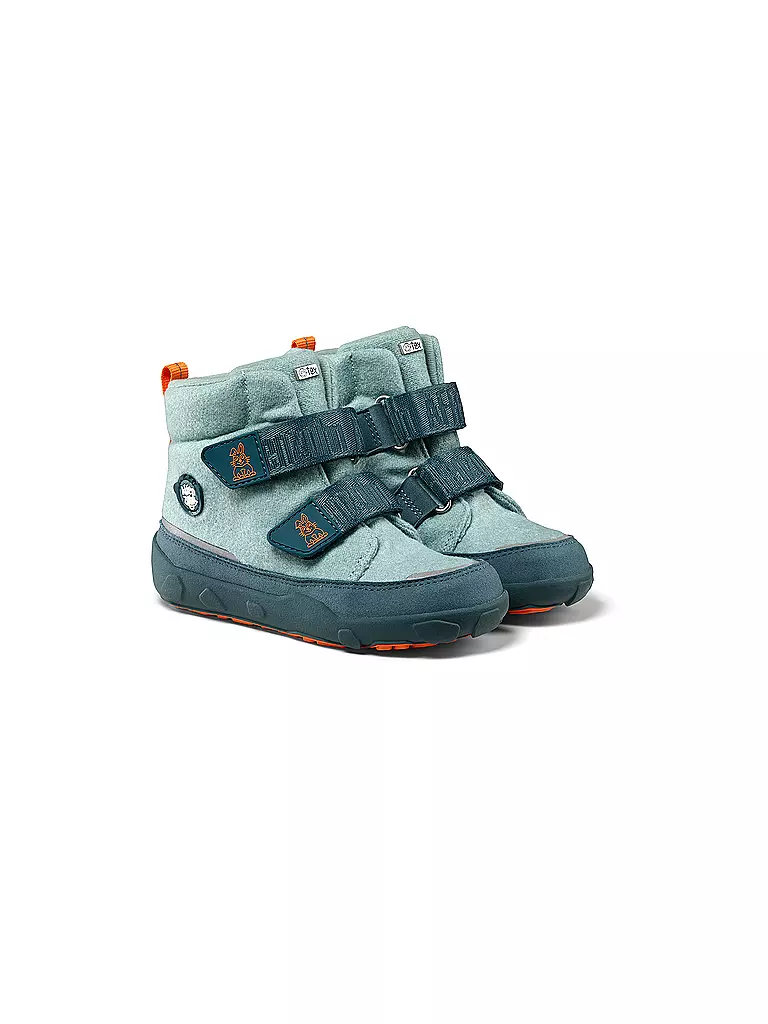 AFFENZAHN | Kinder Winterstiefel WOLLE COMFY Hase | Blu chiaro