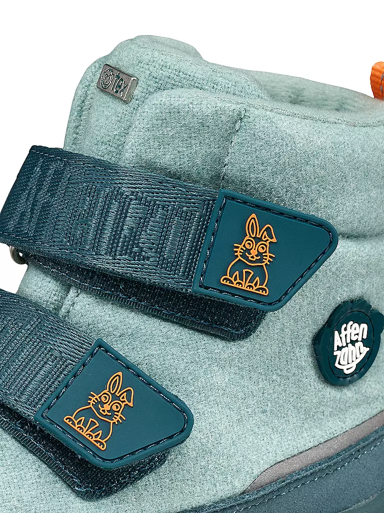 AFFENZAHN | Kinder Winterstiefel WOLLE COMFY Hase | Blu chiaro