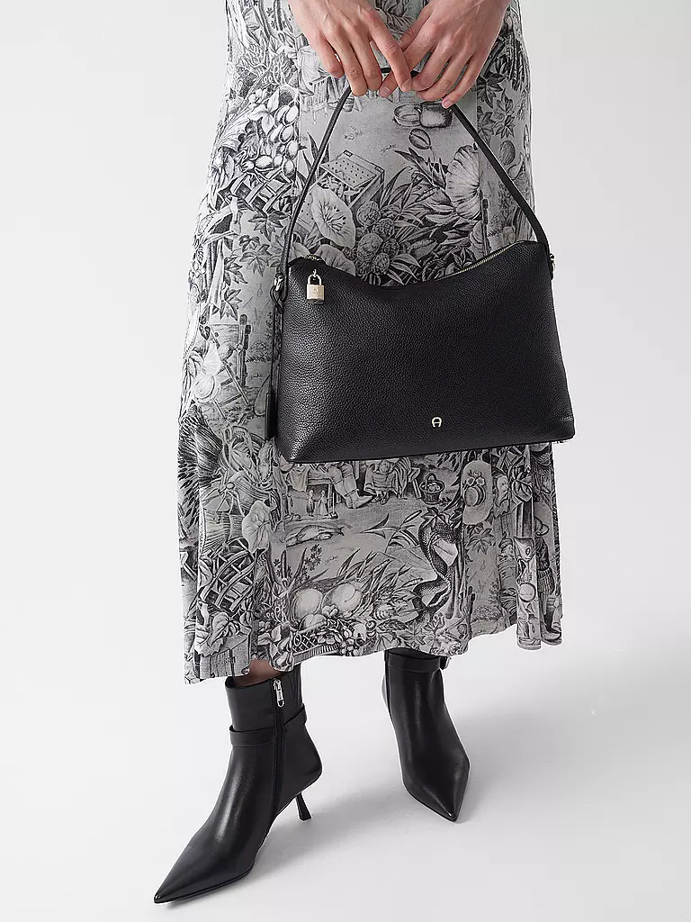 AIGNER | Borsa in pelle - Hobo Bag DELIA Medium | Nero