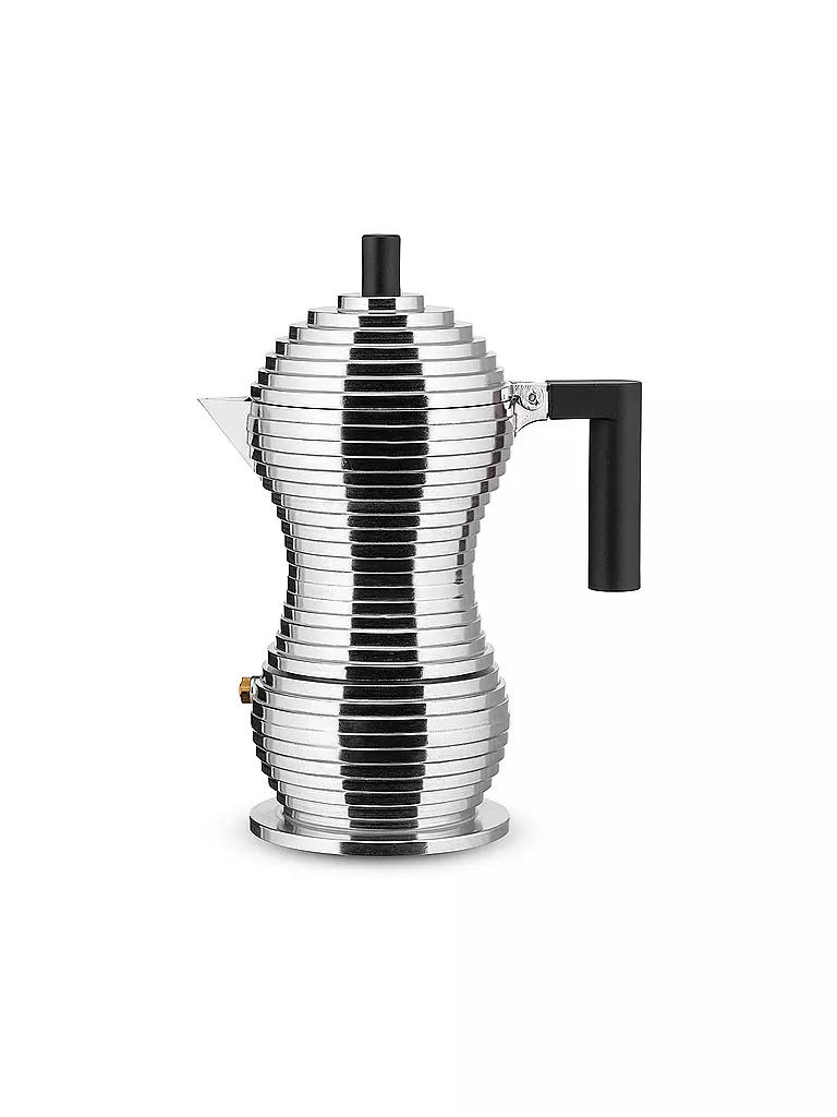 ALESSI | Espressomachine PULCINA 3 tazze Alluminio / Nero | Argento