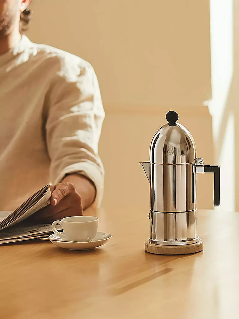 ALESSI | Espressomaschine LA CUPOLA 6 Tassen Alu /Ind. Schwarz | Argento