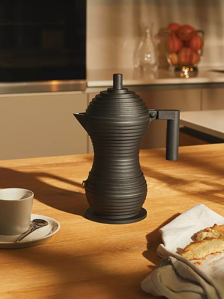 ALESSI | Espressomaschine Pulcina Black Alu/Schwarz 3 Tassen | Nero