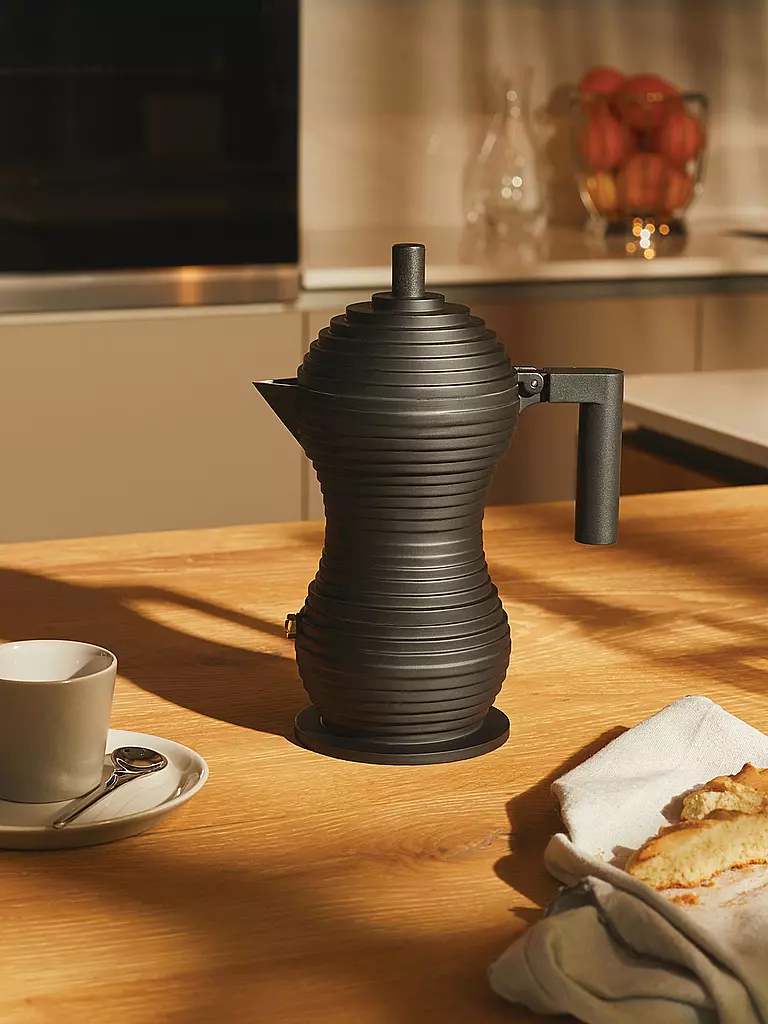 ALESSI | Espressomaschine Pulcina Black Alu/Schwarz 6 Tassen | Nero