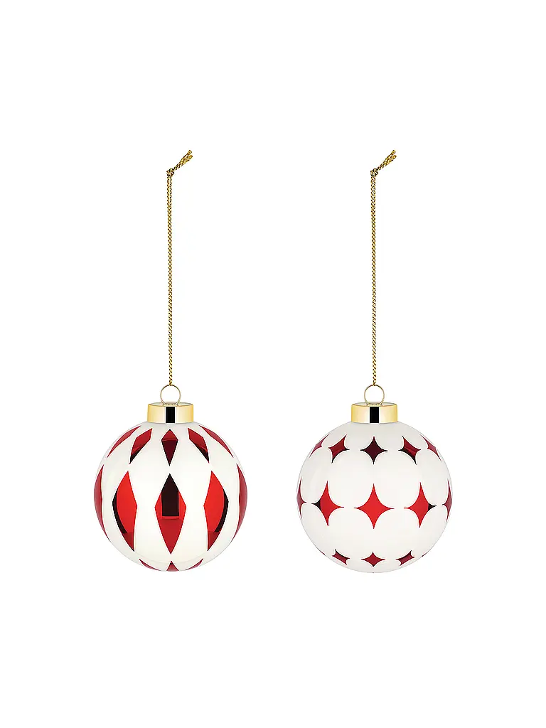 ALESSI | Palla di Natale 2 pz. 6 cm Bianco/Rosso | Rosso