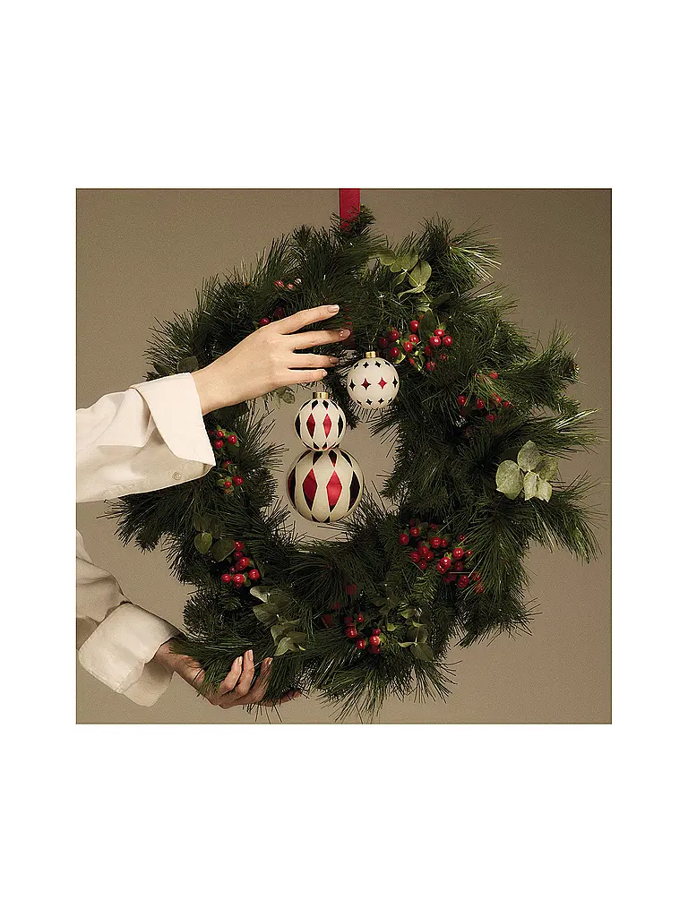 ALESSI | Palla di Natale 9cm DELIGHT Bianco/Rosso | Rosso
