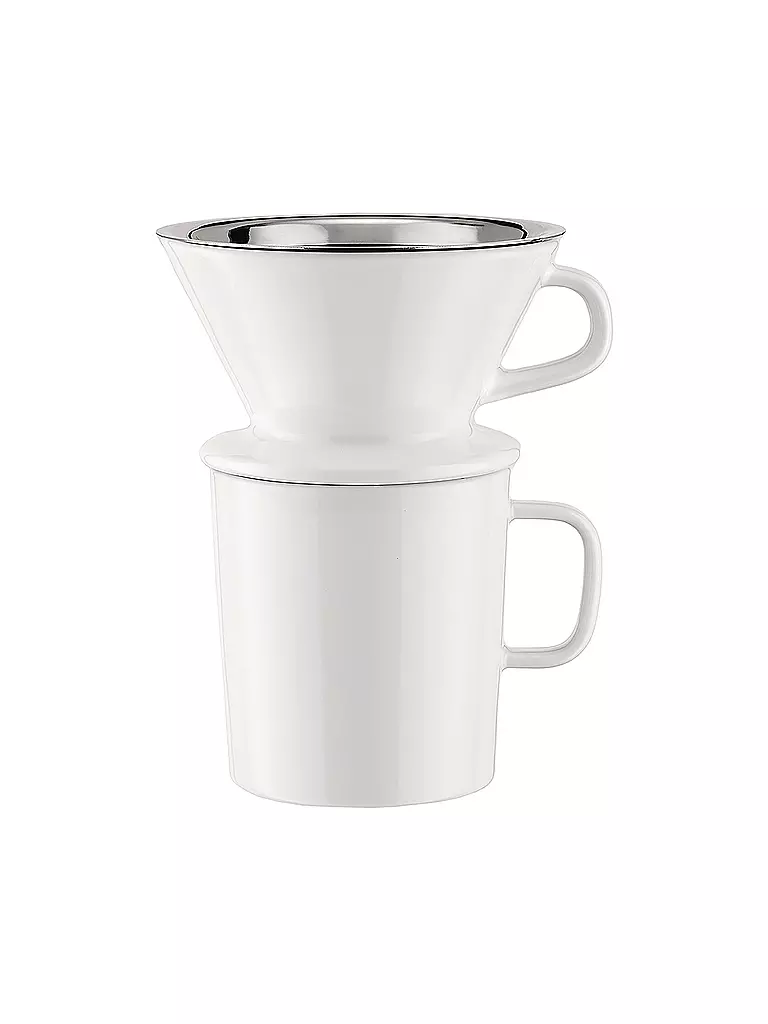 ALESSI | Set da caffè 3 pz SLOW COFFEE vetro/bianco/acciaio inossidabile | 