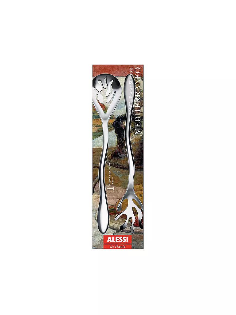 ALESSI | Set di posate da insalata Mediterraneo in acciaio inox | Argento