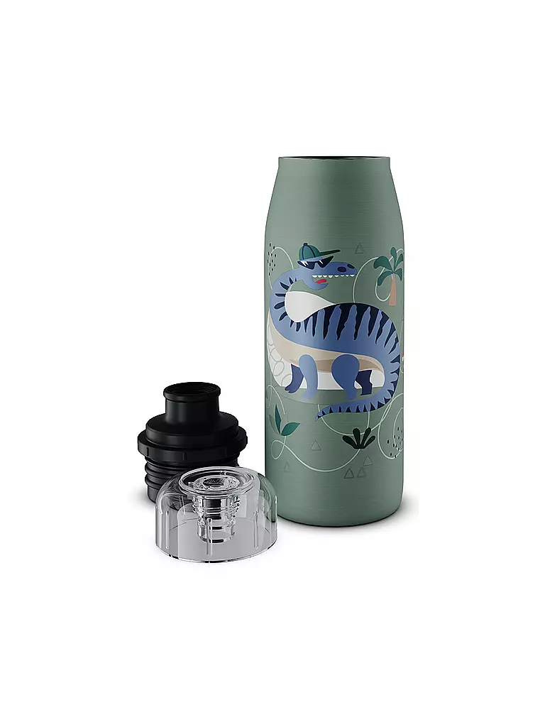 ALFI | Borraccia termica - Thermos Kids 0,35 l Crazy Dinos | Verde chiaro