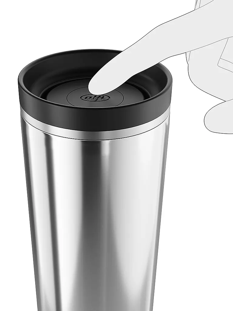 ALFI | Tazza termica da viaggio 0,38 l MUG PRO in acciaio inox | Argento