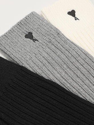AMI PARIS | Calzini, confezione da 3, écru / grigio / nero