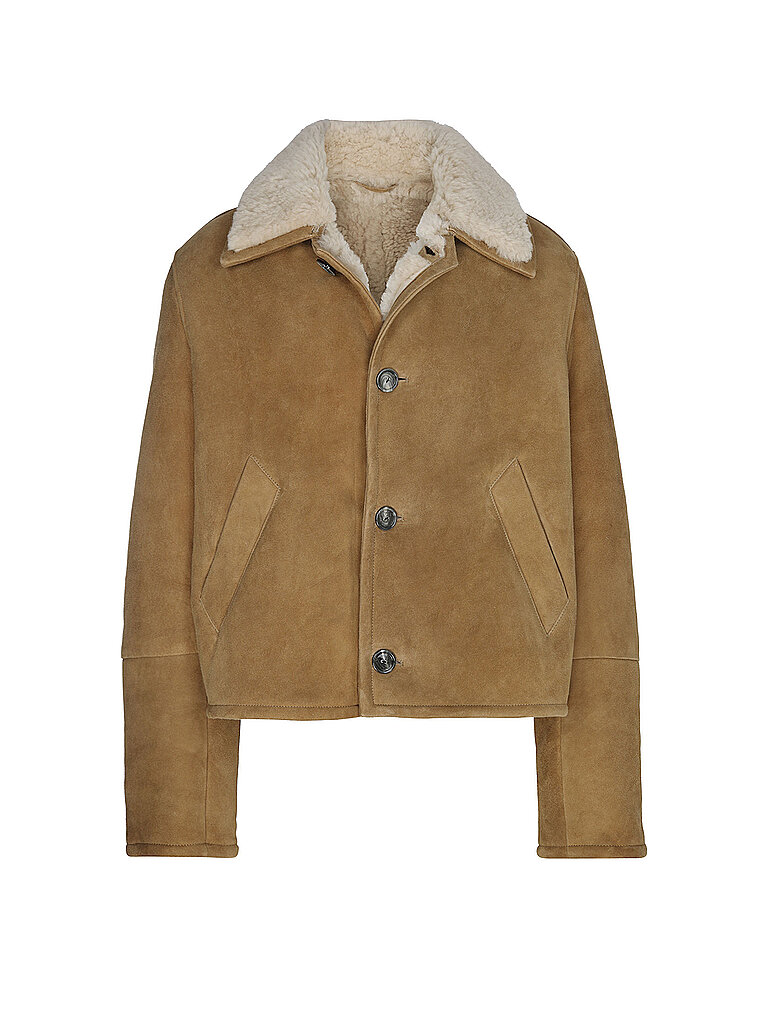 Ami Paris Giacca in pelle beige L