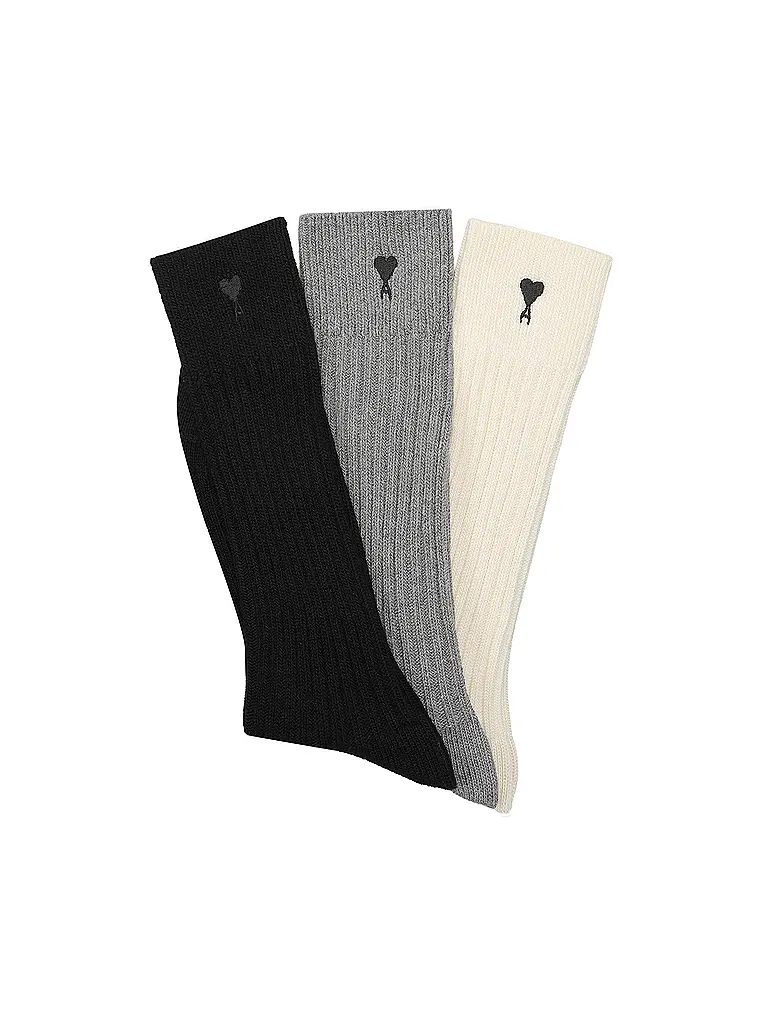 AMI PARIS | Calzini, confezione da 3, écru / grigio / nero | Multicolore