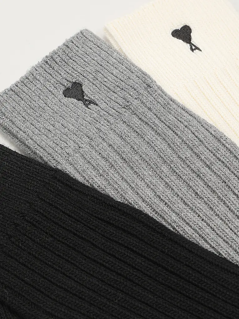 AMI PARIS | Calzini, confezione da 3, écru / grigio / nero | Multicolore