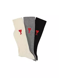 AMI PARIS | Calzini ADC SOCKS confezione da 3 bianco sporco grigio nero | Multicolore