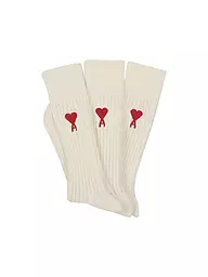 AMI PARIS | Calzini confezione da 3 bianco sporco | Crema