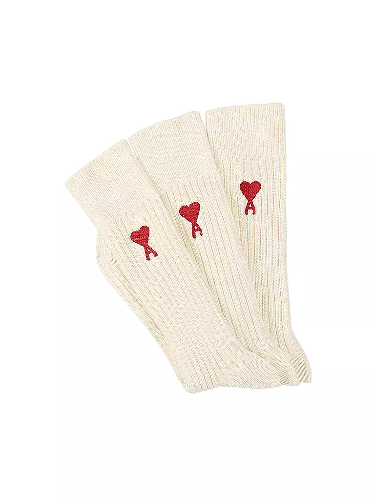 AMI PARIS | Calzini confezione da 3 bianco sporco | Crema