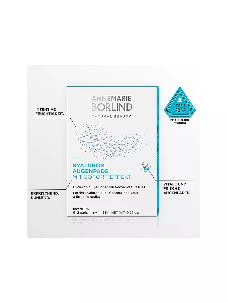 ANNEMARIE BÖRLIND | HYALURON AUGENPADS con effetto immediato, 6 pezzi | 