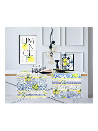 APELT | Runner da tavola SEASON 140x48cm Bianco/Blu/Agrumi