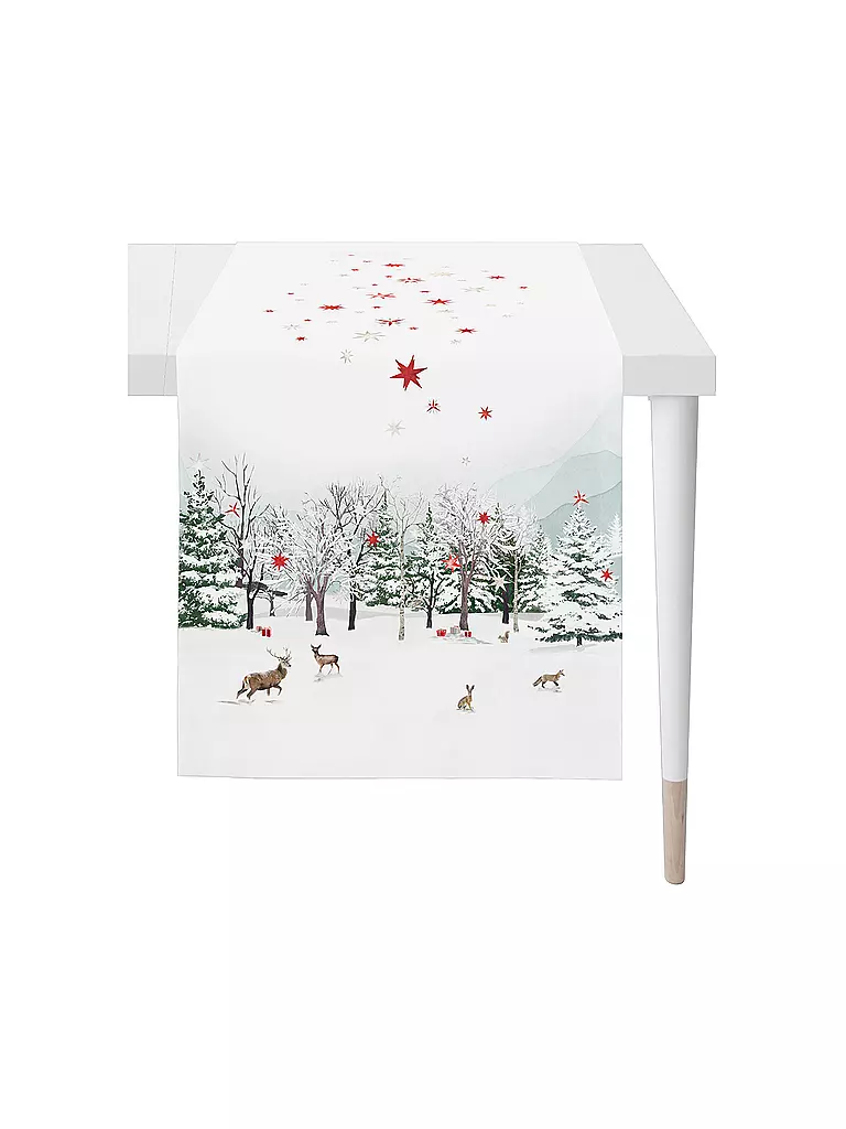APELT | Runner da tavola natalizio 140x48cm SEASON Bianco/Rosso | Bianco