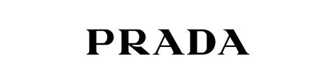 Logo testuale nero di "PRADA" su sfondo bianco.