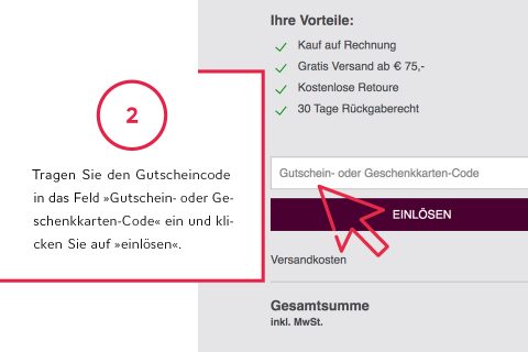Uno screenshot di una pagina di checkout online che mostra una sezione evidenziata per l'inserimento di un "Codice coupon o buono regalo" con una freccia rossa che punta al pulsante "APPLICA". Vengono fornite le istruzioni su come applicare il codice.