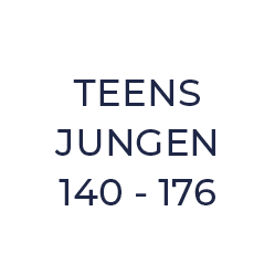 Il testo su sfondo bianco recita "TEENS RAGAZZI 140 - 176" in caratteri blu scuro.