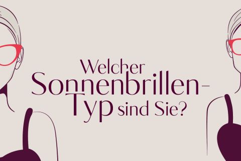 Immagine di due donne con occhiali da sole. Il testo al centro recita: "Che tipo di occhiali da sole sei?". La donna a sinistra indossa occhiali a occhi di gatto, quella a destra occhiali rotondi. Entrambe indossano top senza maniche.