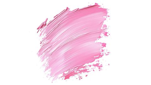 Un tratto di pennello strutturato di colore rosa su sfondo bianco con diverse sfumature e striature che creano un effetto dinamico e artistico.