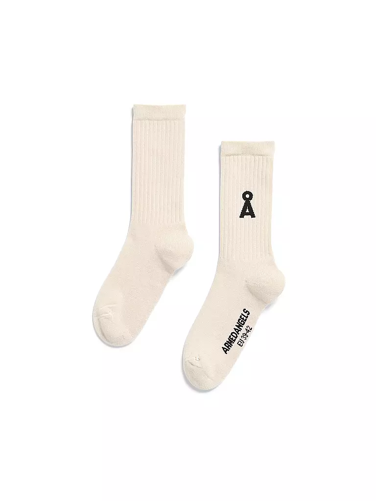 ARMEDANGELS | Calzini SAAMUS BOLD oatmilk black | Crema