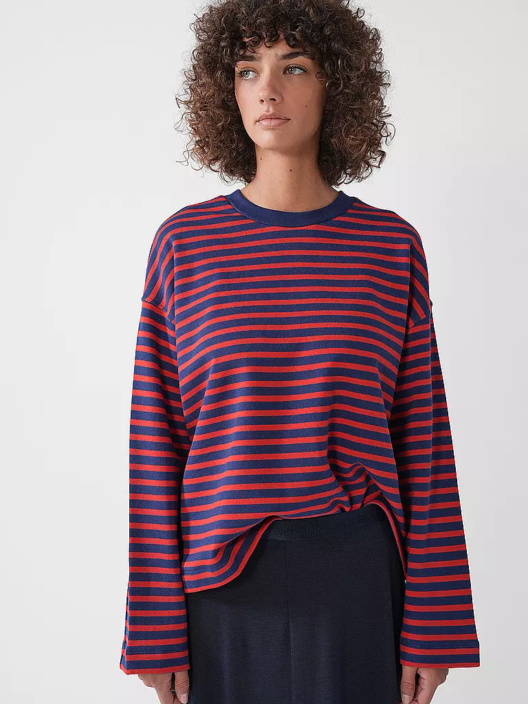 ARMEDANGELS | Felpa Taglio Ampio FRANKAA STRIPES | Rosso