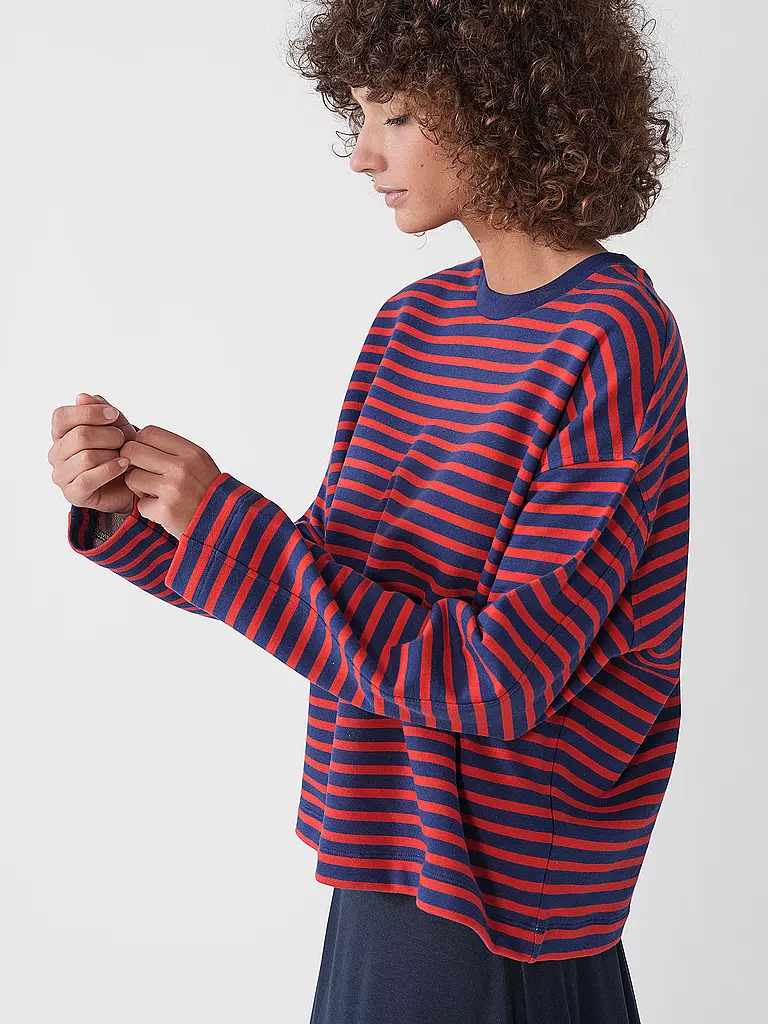ARMEDANGELS | Felpa Taglio Ampio FRANKAA STRIPES | Rosso