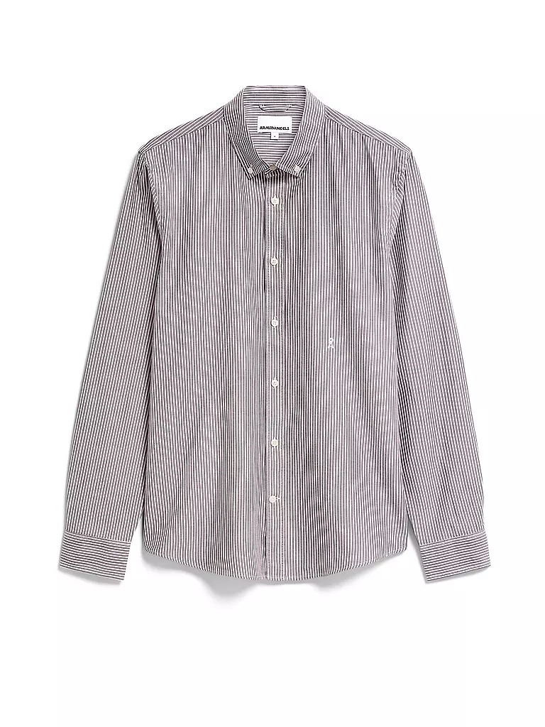 ARMEDANGELS | Hemd Casual Fit QUAASA STRIPES | Marrone