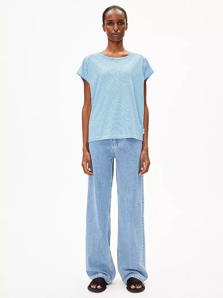 ARMEDANGELS | T-shirt ONELIAA LOVELY STRIPES | Blu chiaro