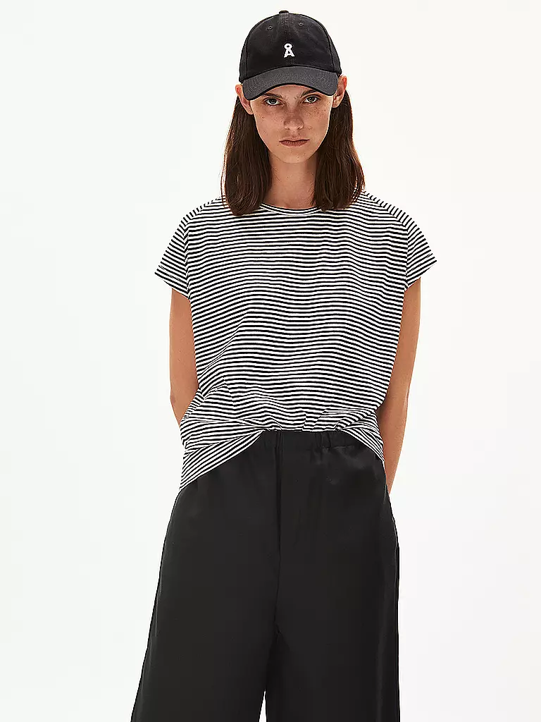 ARMEDANGELS | T-Shirt ONELIAA LOVELY STRIPES | Nero