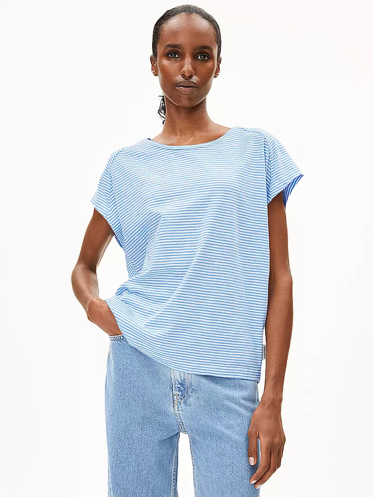 ARMEDANGELS | T-shirt ONELIAA LOVELY STRIPES | Blu chiaro