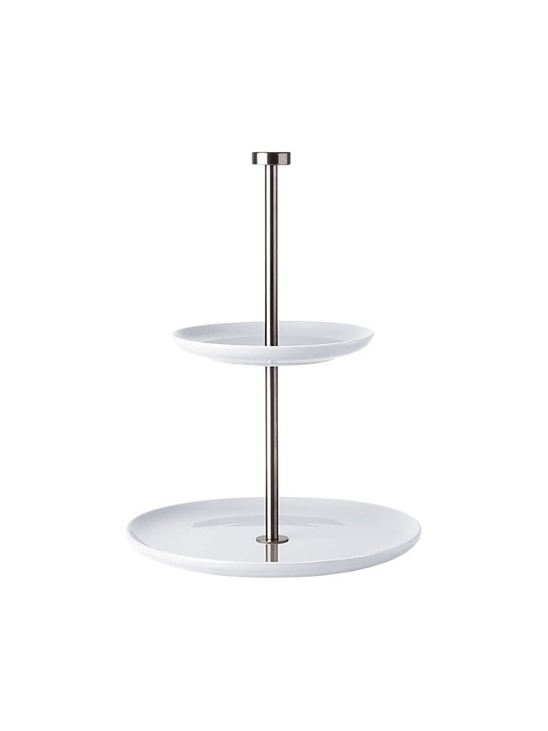 Alzata piatta a 2 piani Grande H25cm bianco