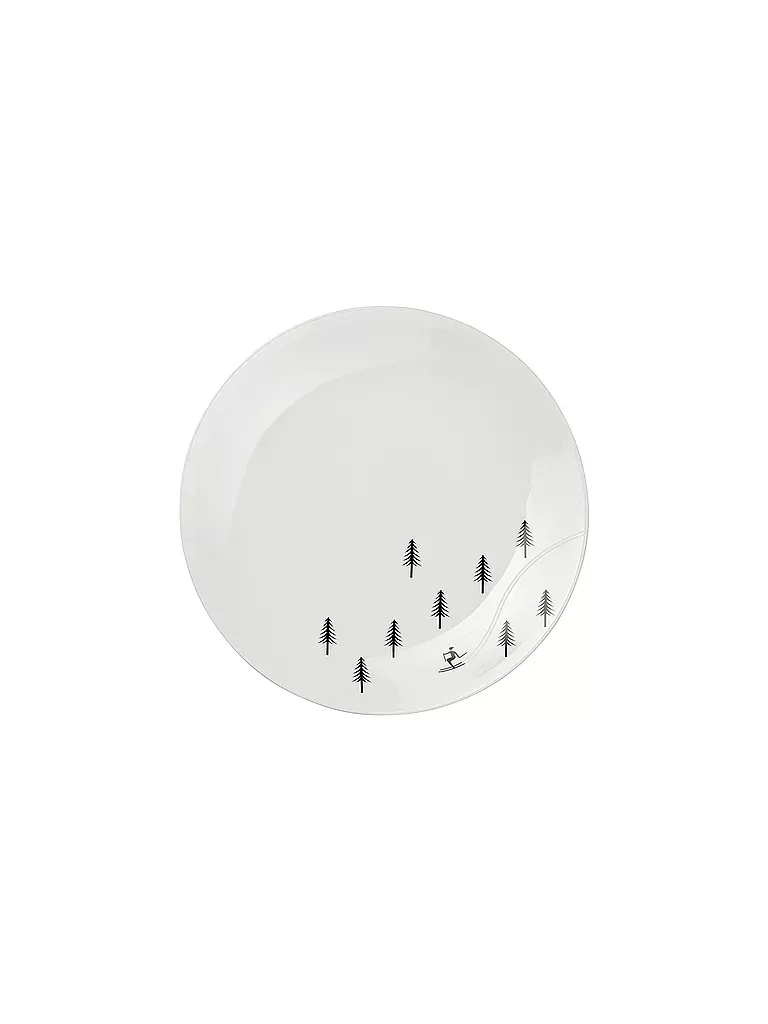 ASA SELECTION | Piatto da dessert natalizio SKIING 20,5 cm Joy / Snow Tracks | Bianco
