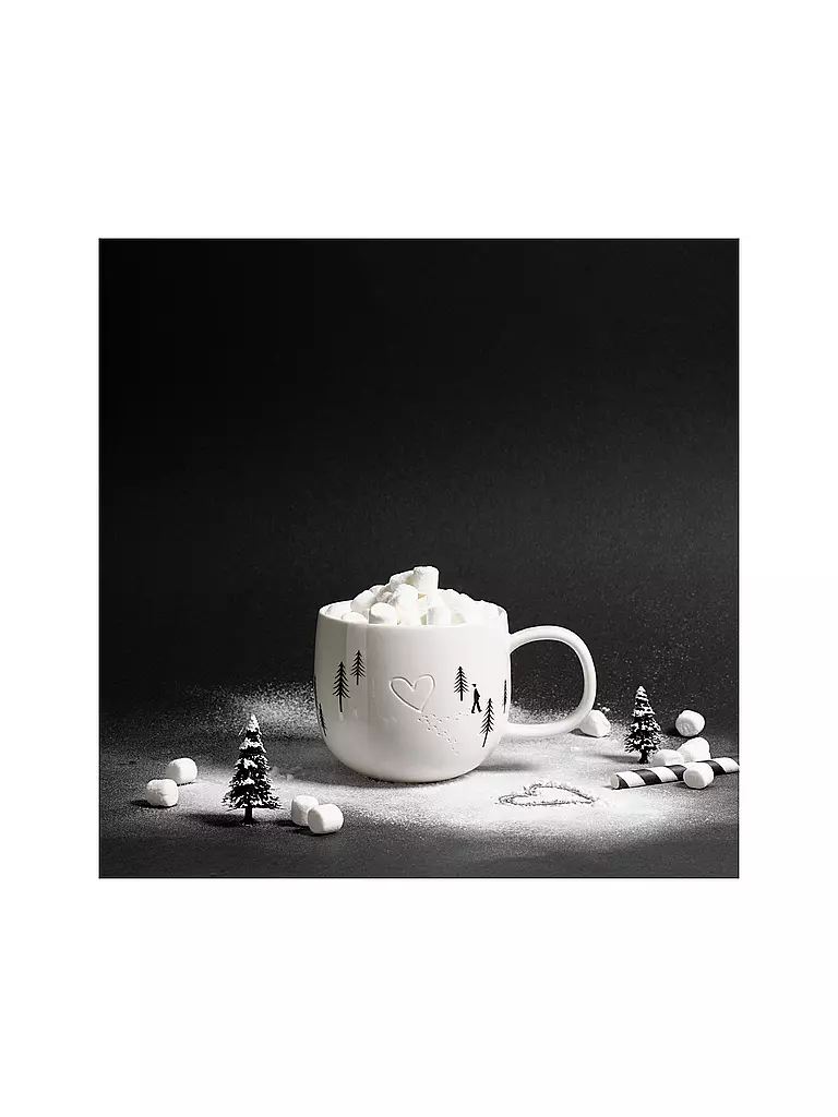 ASA SELECTION | Tazza con manico HEART IN SNOW 400ml Joy / Snow Tracks | Bianco