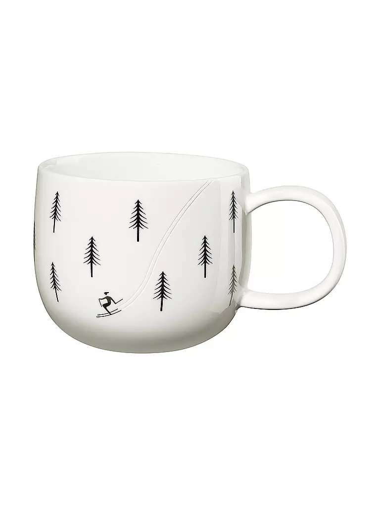 ASA SELECTION | Tazza con manico SKIING 400ml Joy / Snow Tracks | Bianco