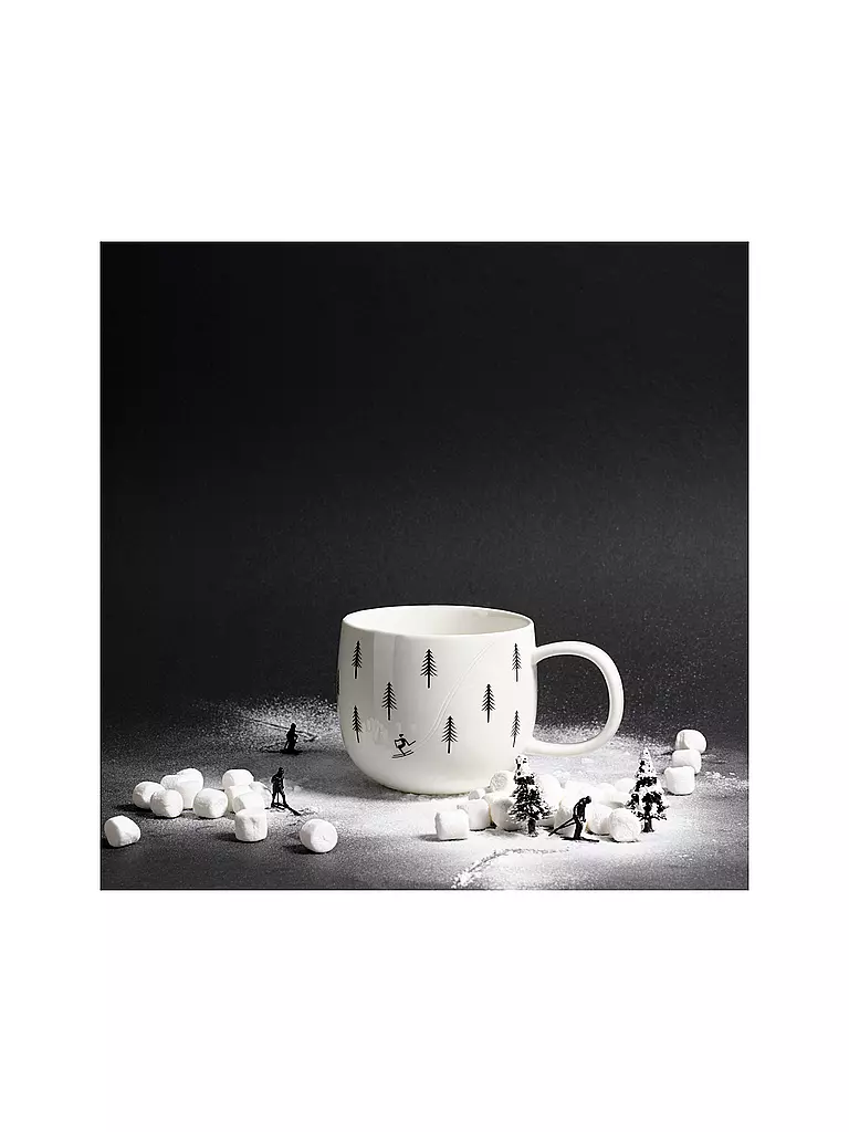 ASA SELECTION | Tazza con manico SKIING 400ml Joy / Snow Tracks | Bianco