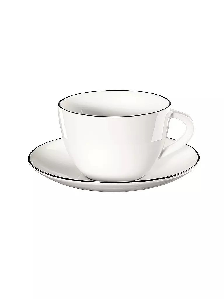 ASA SELECTION | Tazza da caffè con piattino "à table ligne noir" 210ml | Bianco