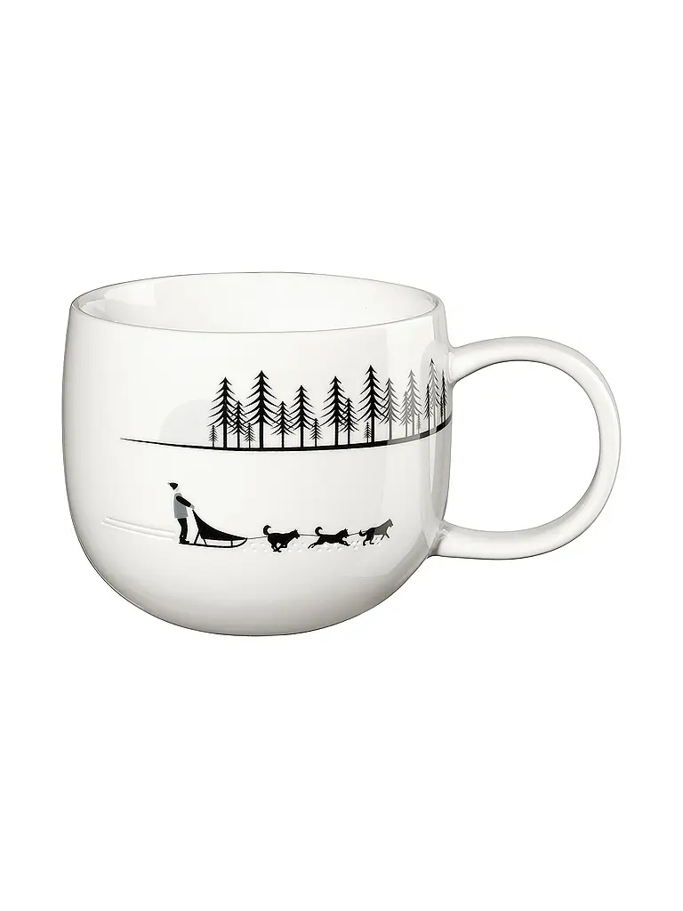 ASA SELECTION | Tazza natalizia con manico 0,4 l Sled Dogs | Bianco
